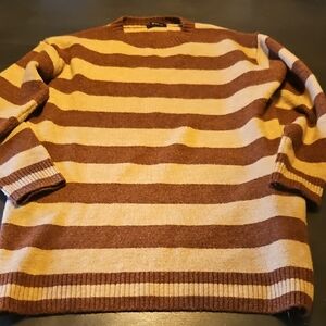 Striped Brown and Tan Wool Sweater